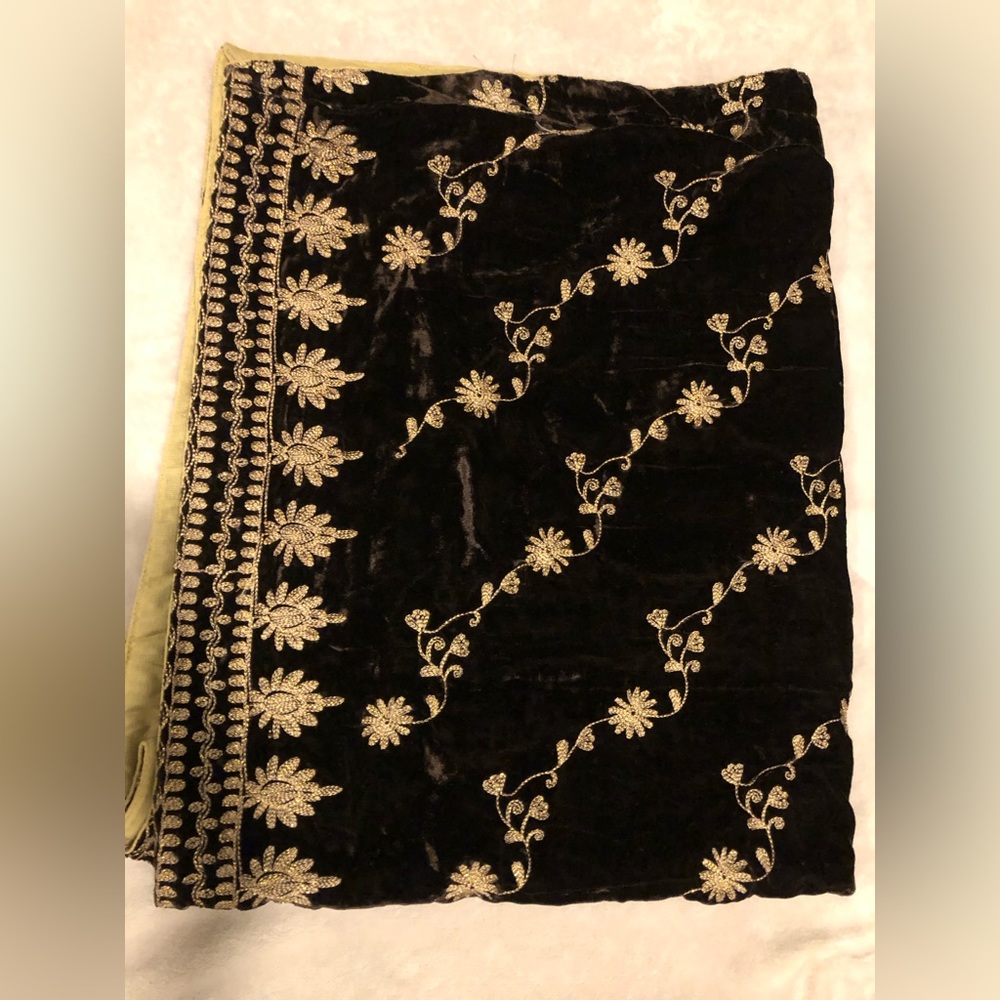 Pakistani velvet embroidered shawal in dark brown colour!